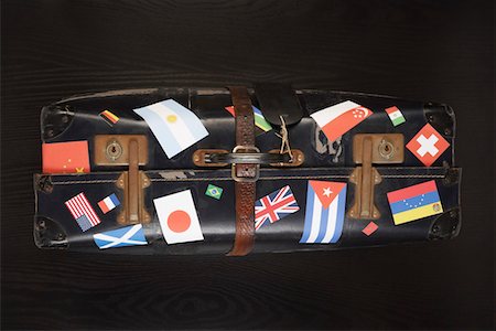 sticker - Suitcase with various flag stickers, studio shot Stock Photo - Premium Royalty-Free, Code: 693-03307084