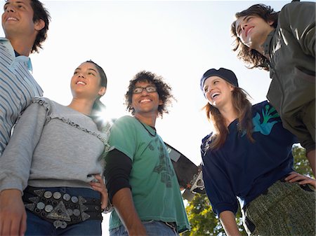simsearch:693-03363602,k - Trendy friends, outdoors, low angle view Stock Photo - Premium Royalty-Free, Code: 693-03300457