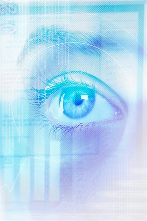 Digital composite of female eye and abstract pattern Stock Photo - Premium Royalty-Free, Code: 693-03301865