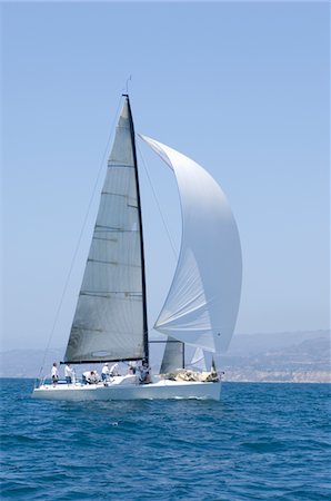 sailboat  ocean - Yacht competes in team sailing event, California Stock Photo - Premium Royalty-Free, Code: 693-03314243