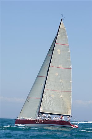 simsearch:693-03314237,k - Yacht with white sail competes in team sailing event, California Stock Photo - Premium Royalty-Free, Code: 693-03314254