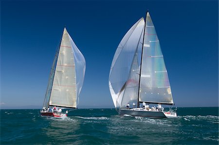 sailboat  ocean - Two yachts compete in team sailing event, California Stock Photo - Premium Royalty-Free, Code: 693-03314279