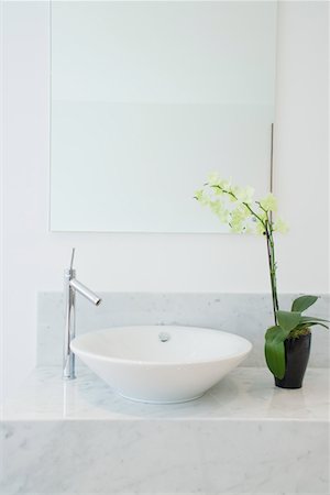 Sink and potted plant in bathroom Stock Photo - Premium Royalty-Free, Code: 693-03314967