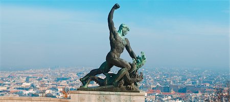 Statue of St George the Dregon Killer on Gellert hill in Budapest,capital Hungary Stock Photo - Premium Royalty-Free, Code: 693-03782645