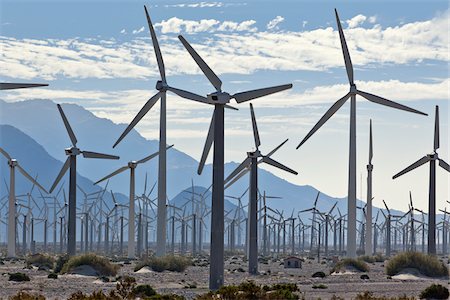 Wind Farm in Desert near Banning, Riverside County, California, USA Fotografie stock - Rights-Managed, Codice: 700-05524180