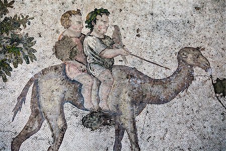 Mosaic of Men Riding Camel, Great Palace Mosaic Museum, Istanbul, Turkey Stock Photo - Rights-Managed, Code: 700-05609503