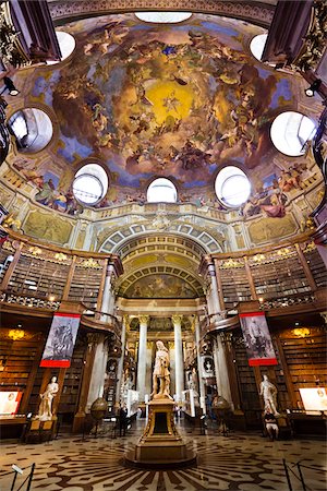 domed architecture - Interior of Austrian National Library, Hofburg Palace, Vienna, Austria Stock Photo - Rights-Managed, Code: 700-05609891