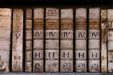 Close-Up of Old Books, Philosophic Hall, Strahov Monastery, Prague Castle District, Prague, Czech Republic Stock Photo - Rights-Managed, Code: 700-05642459