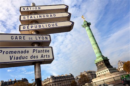signpost - Place de la Bastille and Signs, Paris, France Stock Photo - Rights-Managed, Code: 700-05800525