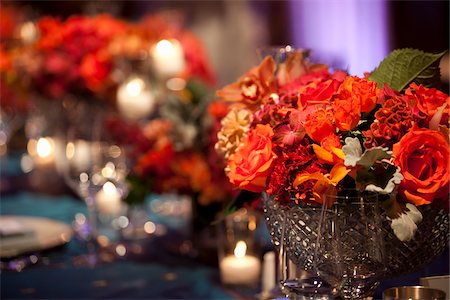 roses in vase - Centrepieces on Table Decorated for Wedding Stock Photo - Rights-Managed, Code: 700-05855240