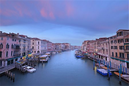 early morning city - View of Grand Canal from Ponte di Rialto at Dawn, Venice, Veneto, Italy Stock Photo - Rights-Managed, Code: 700-06009320