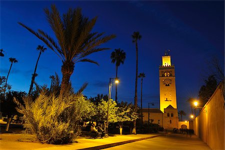 Koutoubia Mosque at Dusk, Marrakech, Morocco Stock Photo - Rights-Managed, Code: 700-06038004