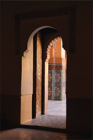 Doorway, Ben Youssef Madrasa, Marrakech, Morocco Stock Photo - Rights-Managed, Code: 700-06038030