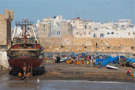 fishing industry - Harbor with Fishing Boats, Essaouira, Morocco Stock Photo - Rights-Managed, Code: 700-06038040