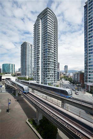 residential building - SkyTrain and Downtown Condominiums, Vancouver, British Columbia, Canada Stock Photo - Rights-Managed, Code: 700-06144864