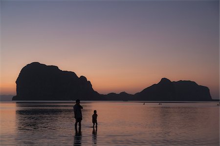 silhouette person outdoors mountains - People on Beach at Sunset, Pak Meng Beach, Trang, Thailand Stock Photo - Rights-Managed, Code: 700-06190519