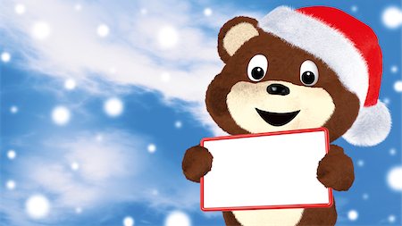 Teddy Bear Wearing Santa Hat and Holding Sign Stock Photo - Rights-Managed, Code: 700-06302308