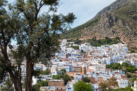 rif - Overview of City, Chefchaouen, Chefchaouen Province, Tangier-Tetouan Region, Morocco Stock Photo - Rights-Managed, Code: 700-06334566