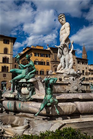 paysage urbain - Fontaine de Neptune, Piazza della Signoria, Florence, Toscane, Italie Photographie de stock - Rights-Managed, Code: 700-06334676