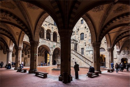Inner Courtyard of Bargello Museum, Florence, Tuscany, Italy Stock Photo - Rights-Managed, Code: 700-06334702