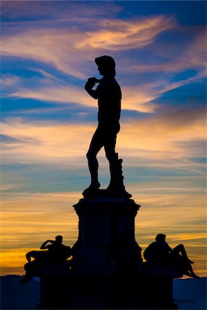 european male statues - Statue of David by Michelangelo, Piazzale Michelangelo, Florence, Tuscany, Italy Stock Photo - Rights-Managed, Code: 700-06334789