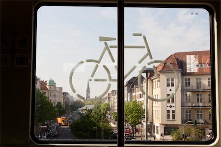 Bicycle Symbol on Window of S-Bahn Metro, Berlin, Germany Stock Photo - Rights-Managed, Code: 700-06355190