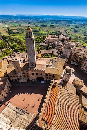 Aerial View of San Gimignano, Siena Province, Tuscany, Italy Stock Photo - Rights-Managed, Code: 700-06367899