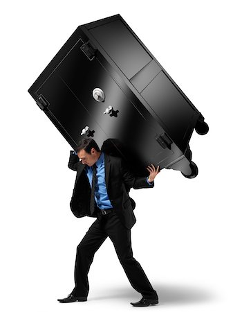 Businessman Carrying Large Safe on his Back Foto de stock - Con derechos protegidos, Código: 700-06368050