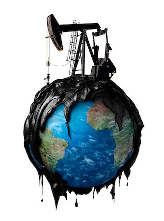 earth no people - Oil Well Spilling over Globe Stock Photo - Rights-Managed, Code: 700-06368068