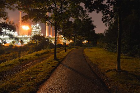 public park - Path at Night, Alsumer Berg, Duisburg, Ruhr Basin, North Rhine-Westphalia, Germany Stock Photo - Rights-Managed, Code: 700-06368414