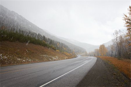 photographs of bc forests - Mountain Road During Snowfall Stock Photo - Rights-Managed, Code: 700-06383800