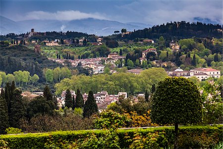 firenze - Scenic View of Buildings in Hills around Florence, Province of Florence, Tuscany, Italy Stock Photo - Rights-Managed, Code: 700-06407775