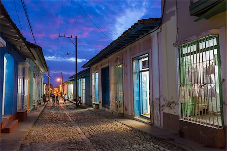 perspective road buildings - Street Scene at Night, Trinidad, Cuba Stock Photo - Rights-Managed, Code: 700-06465991