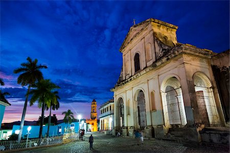 street scene night - Iglesia Santisima Trinidad at Dusk, Trinidad, Cuba Stock Photo - Rights-Managed, Code: 700-06486582