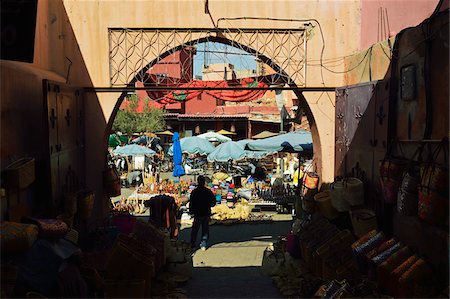 street vendor africa - Display of merchandise and market stalls, The Souks, Medina, Marrakesh, Morocco, Africa Stock Photo - Rights-Managed, Code: 700-06505734