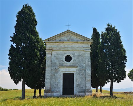 simsearch:600-06732623,k - Historic Chapel of Vitaleta in Summer, San Quirico d'Orcia, Province of Siena, Tuscany, Italy Stockbilder - Lizenzpflichtiges, Bildnummer: 700-06512920