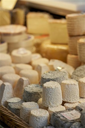 simsearch:700-06531927,k - Fresh wedges and rounds of French goat cheese in artisan cheese shop, La Fromagerie, Paris, France Stock Photo - Rights-Managed, Code: 700-06531955