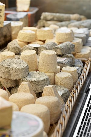 simsearch:700-06531927,k - Fresh wedges and rounds of French goat cheese in artisan cheese shop, La Fromagerie, Paris, France Stock Photo - Rights-Managed, Code: 700-06531961