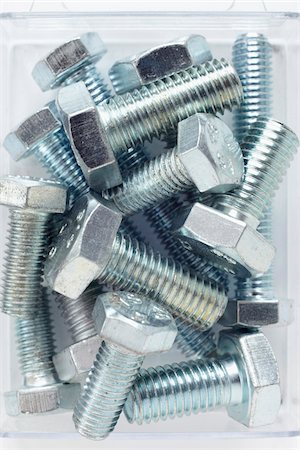 close-up of silver colored metal screws Stock Photo - Rights-Managed, Code: 700-06701958