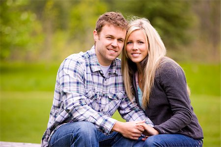 Portrait of Young Couple Outdoors, Scanlon Creek Conservation Area, Bradford, Ontario, Canada Stock Photo - Rights-Managed, Code: 700-07117255