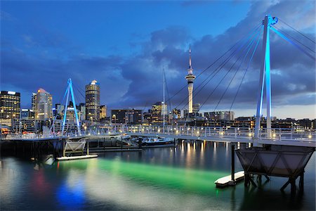 Waitemata Harbour with Wynyard Crossing at Dusk, Auckland, North Island, New Zealand Stock Photo - Rights-Managed, Code: 700-07110754