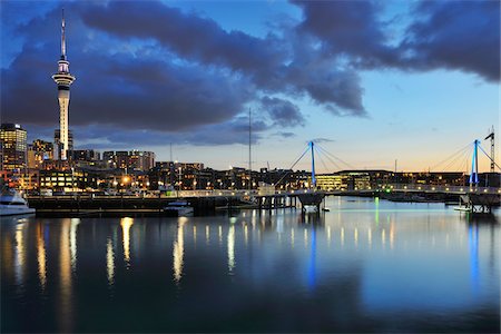 sky city - Skyline and Harbour at Dusk, Auckland, North Island, New Zealand Stock Photo - Rights-Managed, Code: 700-07110755