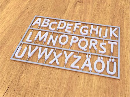 Digital Illustration of Letters in Plastic Frame Stock Photo - Rights-Managed, Code: 700-07110846