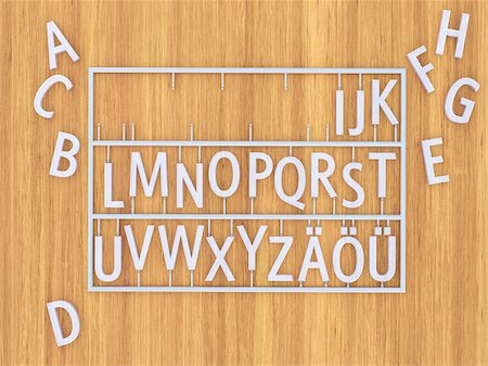 Digital Illustration of Letters in Plastic Frame, some of them Removed Stock Photo - Rights-Managed, Code: 700-07110847