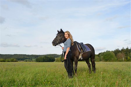 Teenage Girl with Arabo-Haflinger on Meadow, Upper Palatinate, Bavaria, Germany Stock Photo - Rights-Managed, Code: 700-07148189