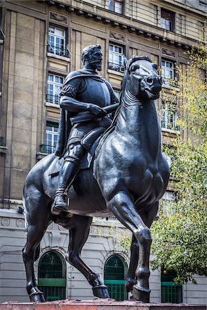simsearch:700-07237687,k - Equestrian Statue of Pedro de Valdivia, Plaza de Armas, Santiago, Chile Stock Photo - Rights-Managed, Code: 700-07237722