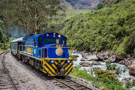 passenger train - The Hiram Bingham train in the Sacred Valley near Machu Picchu, Peru Stock Photo - Rights-Managed, Code: 700-07238016