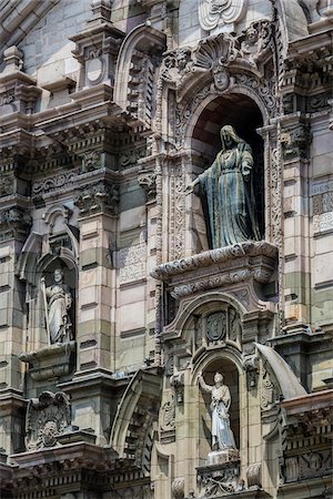 simsearch:700-07237756,k - Close-up of Sculptures above Portada del Perdon, Cathedral of Lima, Plaza de Armas, Lima, Peru Stock Photo - Rights-Managed, Code: 700-07279144