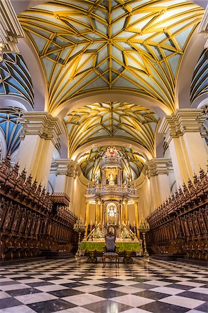 simsearch:700-07237756,k - Interior of Cathedral of Lima in Plaza de Armas, Lima, Peru Stock Photo - Rights-Managed, Code: 700-07279145