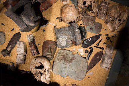 pic of a skull - Aztec Burial Items in Templo Mayor Museum, Mexico City, Mexico Stock Photo - Rights-Managed, Code: 700-07279500